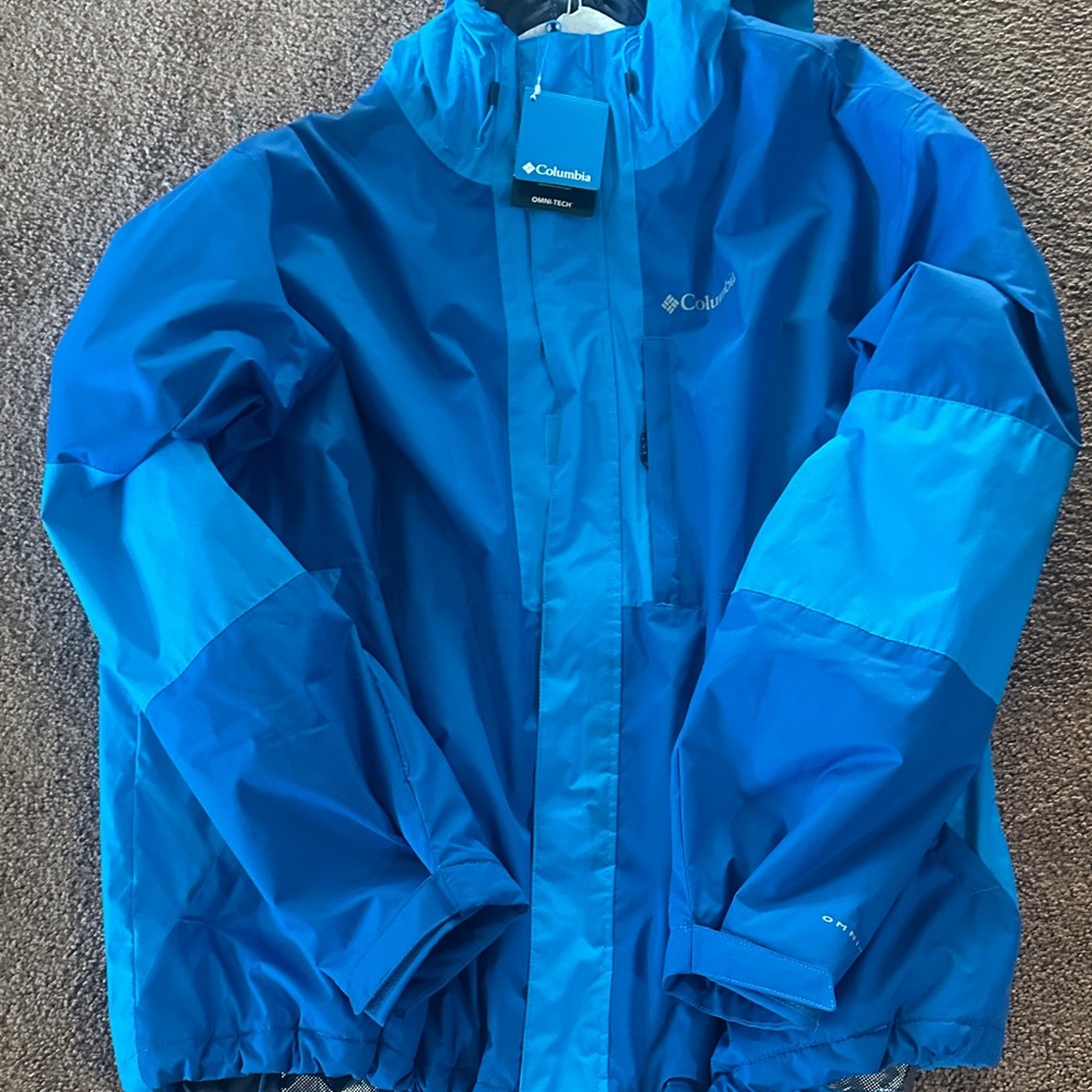 Columbia men’s big and tall 3xl Two-Tone Blue Waterproof Rain Jacket